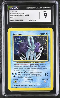 CGC 9 MINT Suicune 2001 Neo Revelation 14/64 Holo Pokemon Card - Image 1