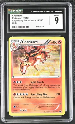 CGC 9 MINT Charizard 2013 Legendary Treasures 19/113 Holo Pokemon Card - Image 1