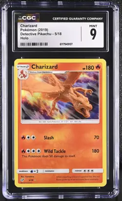CGC 9 MINT Charizard 2019 Detective Pikachu 5/18 Holo Pokemon Card - Image 1