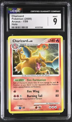 CGC 9 MINT Charizard 2009 Arceus 1/99 Holo SWIRL Pokemon Card - Image 1