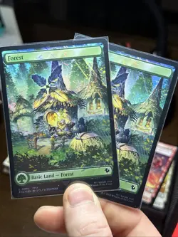 MTG FF Commander Basic Land Forest x2 CHOCOBO TRACK FOIL #0482 - Image 2