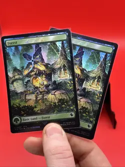 MTG FF Commander Basic Land Forest x2 CHOCOBO TRACK FOIL #0482 - Image 3