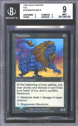 Magic MTG Urza's Destiny FOIL Masticore BGS 9 (9, 9, 9, 9) QUADS NEAR MINT NM - Image 1