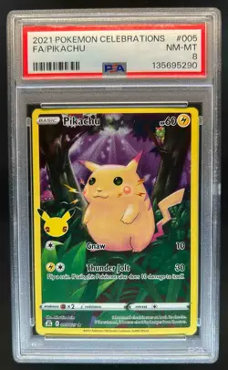 2021 Pokemon SWSH Celebrations Pikachu Holo #005/025 PSA 8 - Image 1