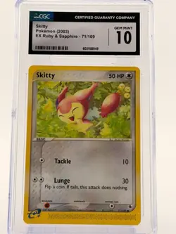 Skitty 71/109- Ex Ruby & Sapphire -CGC GEM MINT 10 Pokemon TCG 2003 Vintage - Image 1