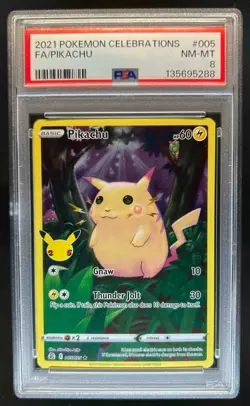 2021 Pokemon SWSH Celebrations Pikachu Holo #005/025 PSA 8 - Image 1