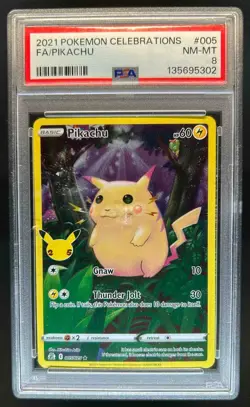2021 Pokemon SWSH Celebrations Pikachu Holo #005/025 PSA 8 - Image 1