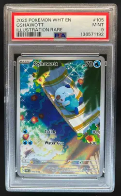 2025 Pokemon White Flare Oshawott Illustration Rare #105/086 PSA 9 - Image 1