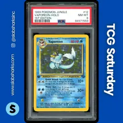1999 POKEMON JUNGLE 1ST EDITION #12/64 VAPOREON HOLO RARE PSA 8 - Image 1