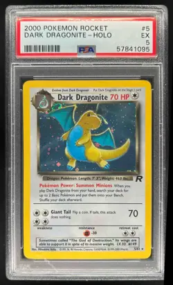 2000 Pokemon Team Rocket Dark Dragonite Holo #5/82 PSA 5 - Image 1