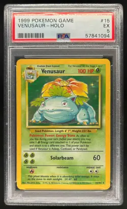 1999 Pokemon Unlimited Venusaur Rare Holo #15/102 PSA 5 - Image 1