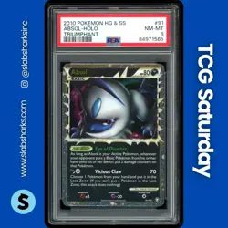 2010 POKEMON HEARTGOLD & SOULSILVER TRIUMPHANT #91/102 ABSOL PRIME HOLO PSA 8 - Image 1