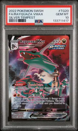2022 POKEMON SWORD & SHIELD SILVER TEMPEST #TG20 FULL ART/RAYQUAZA VMAX PSA 10 - Image 1