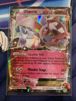POKEMON TCG: XY FATES COLLIDE DIANCIE EX 72/124 RARE HOLO EX - Image 1