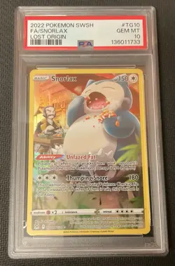 SNORLAX Full Art Trainer Gallery Holo TG10 PSA 10 GEM 2022 Pokemon Lost Origin - Image 1