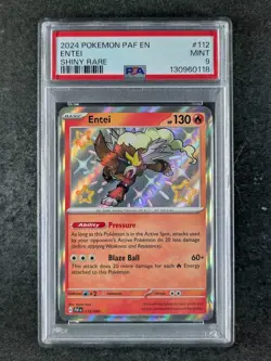 2024 Pokemon ENTEI 112/091 Paldean Fates PAF EN Shiny Rare Holo English PSA 9 - Image 1