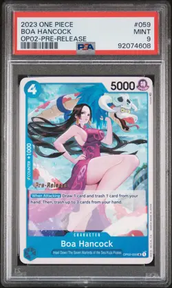 PSA 9 - One Piece TCG - Boa Hancock OP02-059 - Pre-Release - Paramount War- - Image 1