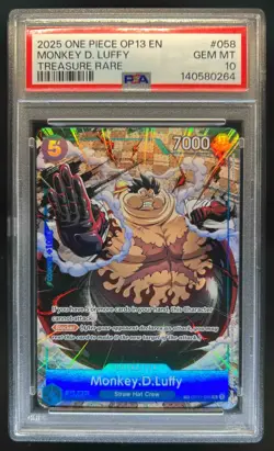 2025 One Piece Carrying On Will Monkey D Luffy Treasure Rare #OP11-058 PSA 10 - Image 1