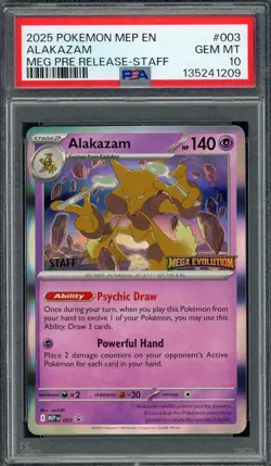 PSA 10 Alakazam (STAFF) Mega Evolution Promo #003 Holo Pokemon Card B17 - Image 1