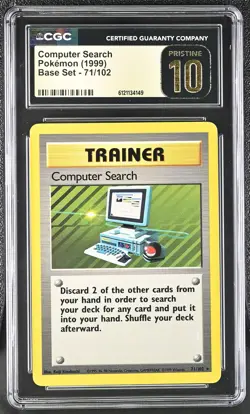 CGC 10 PRISTINE Computer Search 1999 Base Set 71/102 Pokemon Card - Image 1