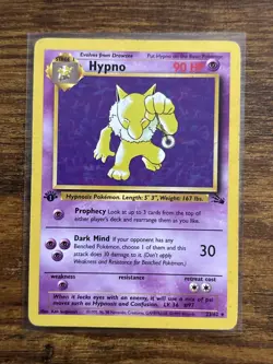 Pokemon TCG Hypno Fossil Card 23/62 1st Edition Rare - Image 1