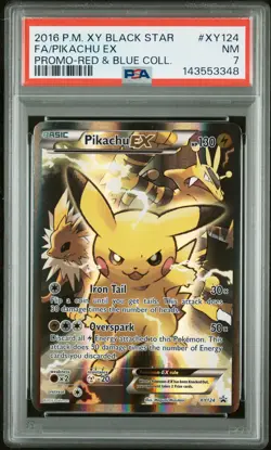 2016 POKEMON XY BLACK STAR PROMO RED & BLUE COLL FULL ART/PIKACHU EX PSA 7 - Image 1