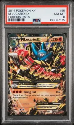 2014 Pokemon XY Furious Fists #55 M Lucario EX PSA 8 NM-MT Mega - Image 1