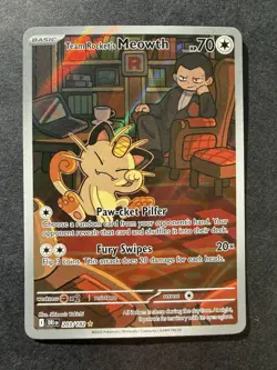 Pokemon Destined Rivals Team Rocket’s Meowth 203/182 Illustration Rare MINT - Image 1