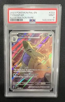 2023 Pokemon Paldea Evolved Tyranitar 222/193 Illustration Rare PSA 9 MINT - Image 1