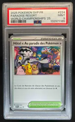 2025 Pokemon World Championships SVP FR Paradise Resort #224 PSA 9 MINT - Image 1