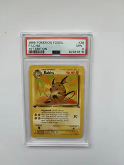 Pokemon 1st Edition Raichu Non Holo 29/62 Fossil PSA 9 MINT - Image 1