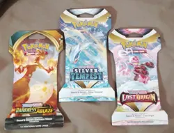 3 Sleeved Booster Packs Pokemon Sword & Shield -L. Origin S. Tempest D. Ablaze - Image 2