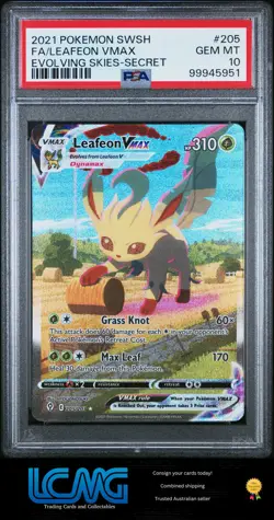 2021 Pokemon Sword & Shield Evolving Skies #205 Leafeon Vmax Secret PSA 10 - Image 1