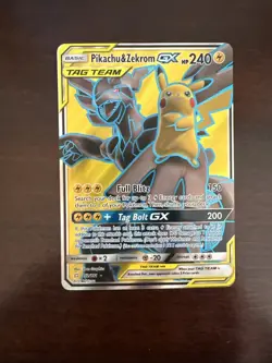 Pokemon Pikachu & Zekrom GX 240 HP Ultra Rare Full Art Holo 162/181 SM-Team Up - Image 1