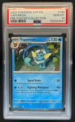 2025 Pokemon Prismatic Evolutions Vaporeon Promos #168 PSA 10 - Image 1