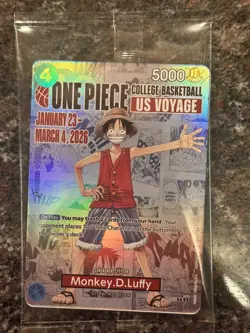 One Piece Monkey.D.Luffy College Basketball US Voyage P-055 Promo Sealed - Image 2