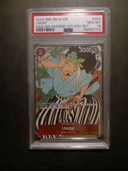 One Piece Card Game TCG Eng Version 1st Anniversary Set Usopp OP01-004 PSA 10 - Image 1