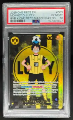 2025 One Piece EN Monkey D. Luffy BVB X Match Day '25 #003 PSA 10 Gem Mint - Image 1