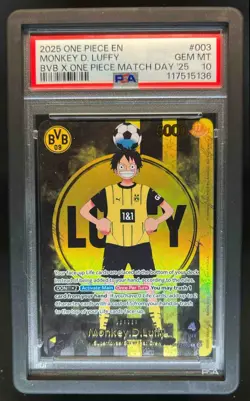 2025 One Piece Monkey D. Luffy BVB X Match Day #ST13-003 PSA 10 GEM MINT - Image 1