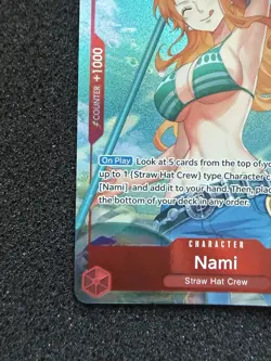 One Piece Romance Dawn Foil Rare Nami Card #OP01-016 Beta Pre Errata - Image 4