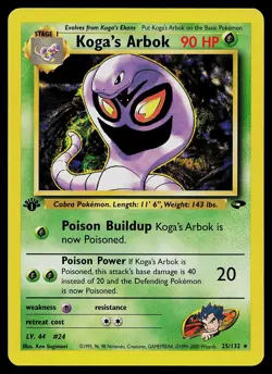 Pokemon Card - Koga's Arbok Gym Challenge 25/132 Rare 1st Edition - Image 1