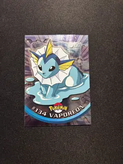 Vaporeon #134 Topps TV Animation Edition Rainbow Foil Blue Logo NM Pokemon Card - Image 1