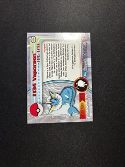 Vaporeon #134 Topps TV Animation Edition Rainbow Foil Blue Logo NM Pokemon Card - Image 2