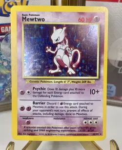 Pokemon Mewtwo TCG Base Set Holo Unlimited Rare Card 10/102 - Image 1