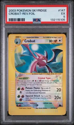 Crystal Crobat Reverse Holo - 147/144 - Skyridge Vintage Pokemon Card - PSA 5 - Image 1
