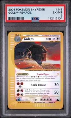 Crystal Golem Reverse Holo - 148/144 - Skyridge Vintage Pokemon Card - PSA 6 - Image 1
