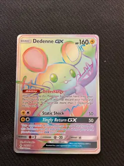 Pokemon Dedenne GX Holo Secret Rare Card Unbroken Bonds 219/214 Rainbow NM NM/M - Image 1