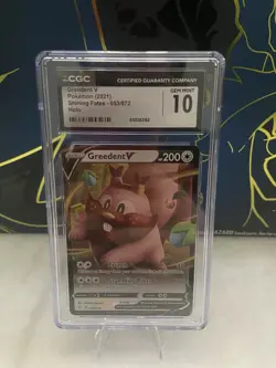 Pokemon Card Greedent V Shining Fates 053/072 Ultra Rare CGC 10 - Image 1