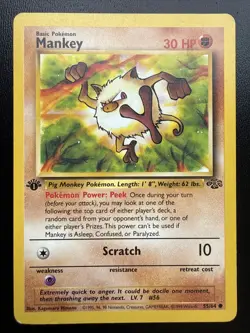 FREE SHIPPING POKEMON JUNGLE 1ST EDITION MANKEY 55/64 NON HOLO - Image 1
