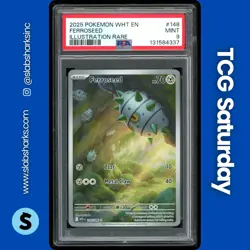 2025 POKEMON WHITE FLARE #148/086 FERROSEED ILLUSTRATION RARE PSA 9 - Image 1